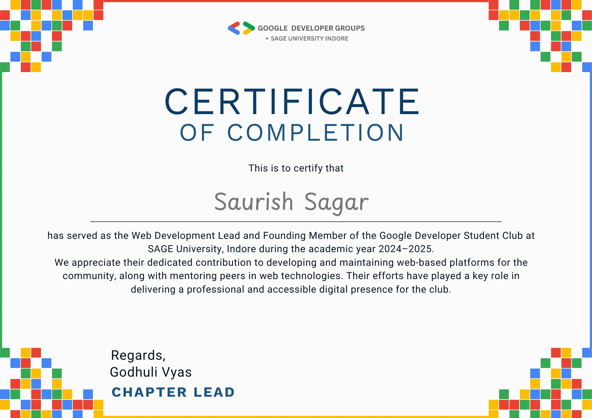 Certificate of Completion