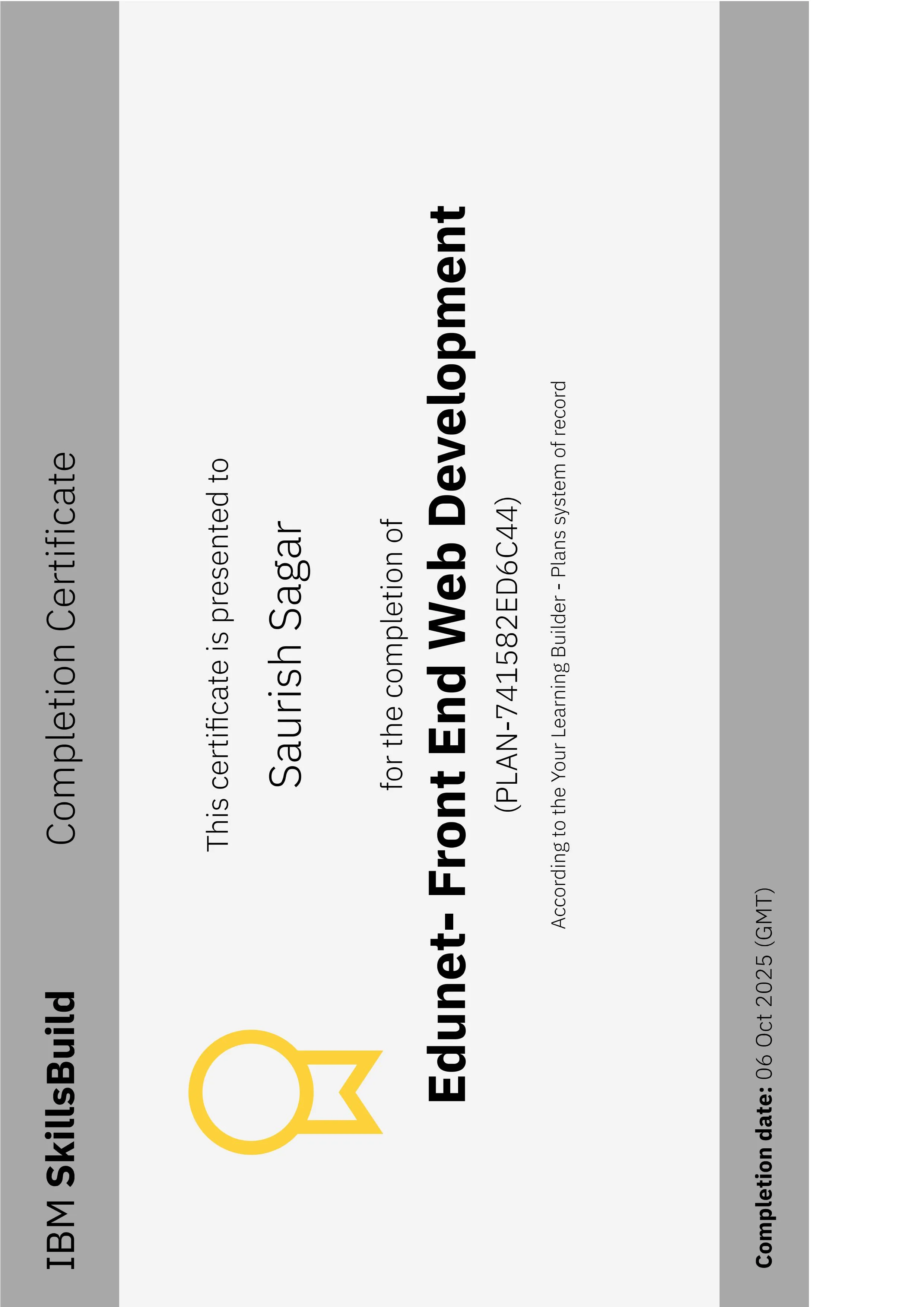 IBM SkillsBuild Edunet FED Certificate